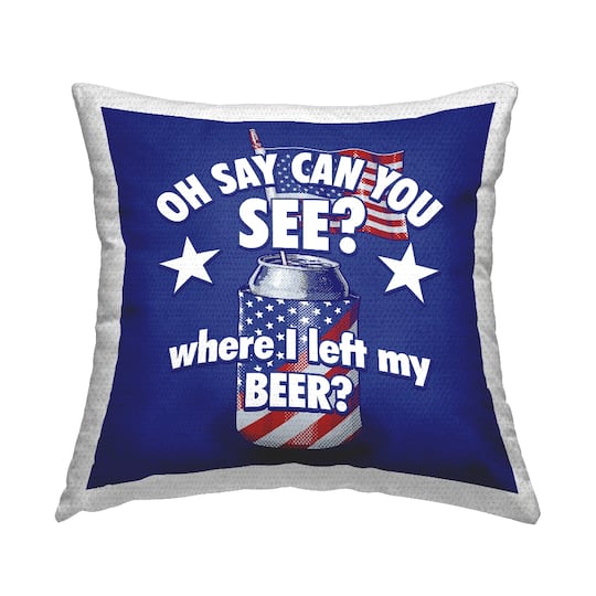 Stupell Industries Funny Patriotic Beer Outdoor Printed Pillow